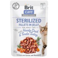 Корм Brit Care з качкою та індичкою філе в желе вологий для стерилізованих котів 85г