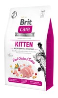 Корм Brit Care з куркою та індичкою беззерновий здоровий ріст та розвиток сухий для кошенят 400г