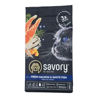 Корм Savory зі свіжим лососем і білою рибою для дорослих котів 400г