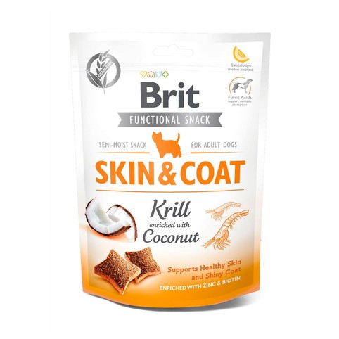 Ласощі Brit Care Functional Snack з крилем та кокосом для шкіри та шерсті напіввологі для собак 150г
