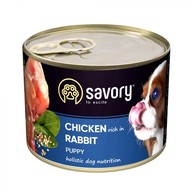 Корм Savory паштет з куркою та кроликом вологий для цуценят усіх порід 200г