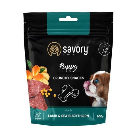 Ласощі Savory з ягням та обліпихою для здорового росту хрусткі для цуценят усіх порід 200г