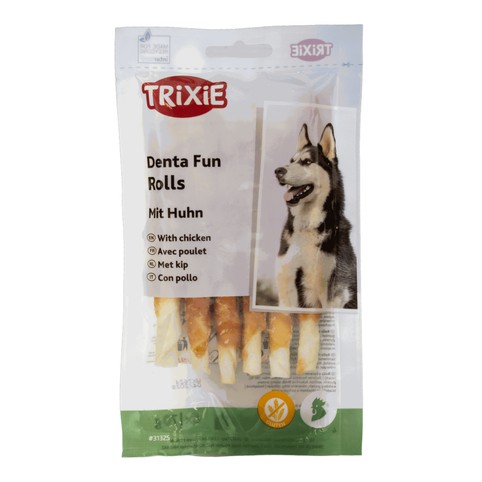 Ласощі Trixie Denta Fun Chewing Rolls з куркою для зубів палички 12см для собак 6шт 70г