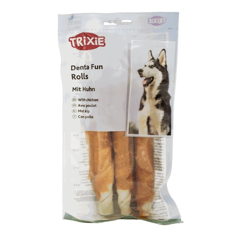 Ласощі Trixie Denta Fun Chewing Rolls з куркою для зубів палички 17см для собак 3шт 140г