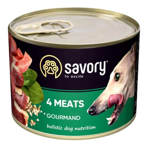 Корм Savory Dog паштет з чотирма видами м’яса для дорослих собак усіх порід 200г