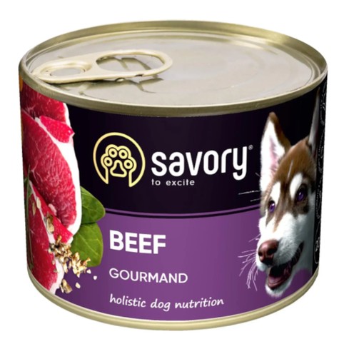 Корм Savory Dog Gourmand паштет з яловичиною вологий для дорослих собак усіх порід 200г