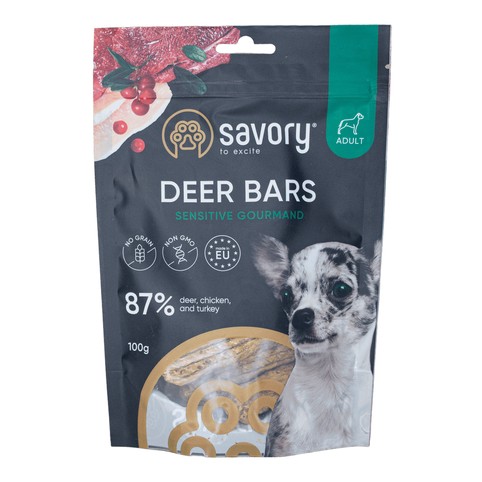 Ласощі Savory Bars з олениною батончики 100г