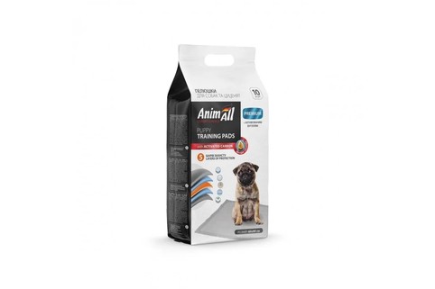 Пелюшки AnimAll гігієнічні з активованим вугіллям для собак 60x90см 10шт