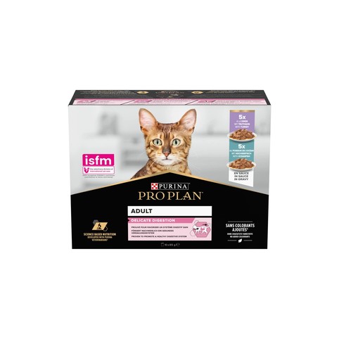 Корм ProPlan Delicate з індичкою та океанічною рибою для котів з чутливим травленням 10x85г