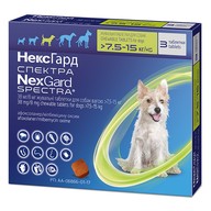 Таблетки NexGard Spectra жувальні від бліх, кліщів та гельмінтів для собак вагою від 7,5 до 15 кг 1уп 3шт